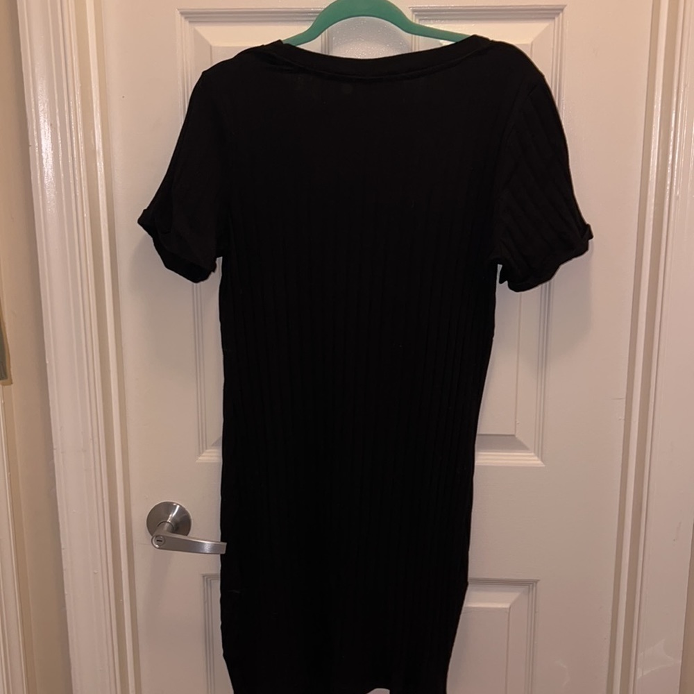 Shein black ribbed dress with knotted front. V-neck. Size XL. EUC‼️ - Picture 5 of 7